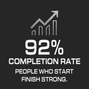 92 percent completion rate infographic highlighting program success and high completion performance.